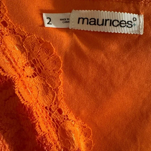 Maurices Bright Orange Lace V Neck Wrap Top - Picture 3 of 3